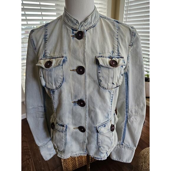 Marithe Francois Girbaud Denim Jean Jacket Women's Size M White Wash Y2K - Picture 3 of 13